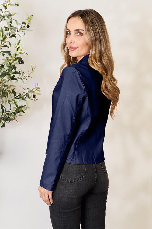 Women Classic Neck Zip-Up Jacket For Everyday Wear Elegant Girls Jacket