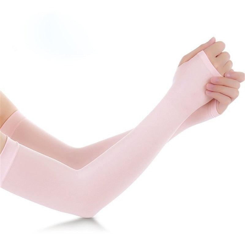 1 Pair Unisex Cool Cycling Sleeve Sport Cooling Arm Sleeves Anti-sunburn Sunscreen UV Sports Fitness Sun Protection Arm Women Sleeves Cooling Arms Men Sports Safety Sleeves Long Soft Tennis Arm Cover