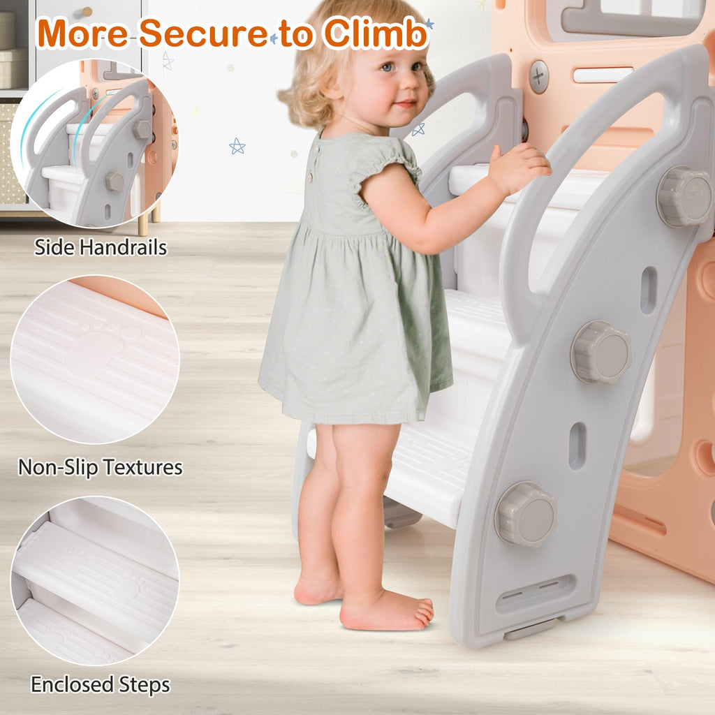 10-in-1 Toddler Swing and Slide Set Climber Playset with Basketball Hoop