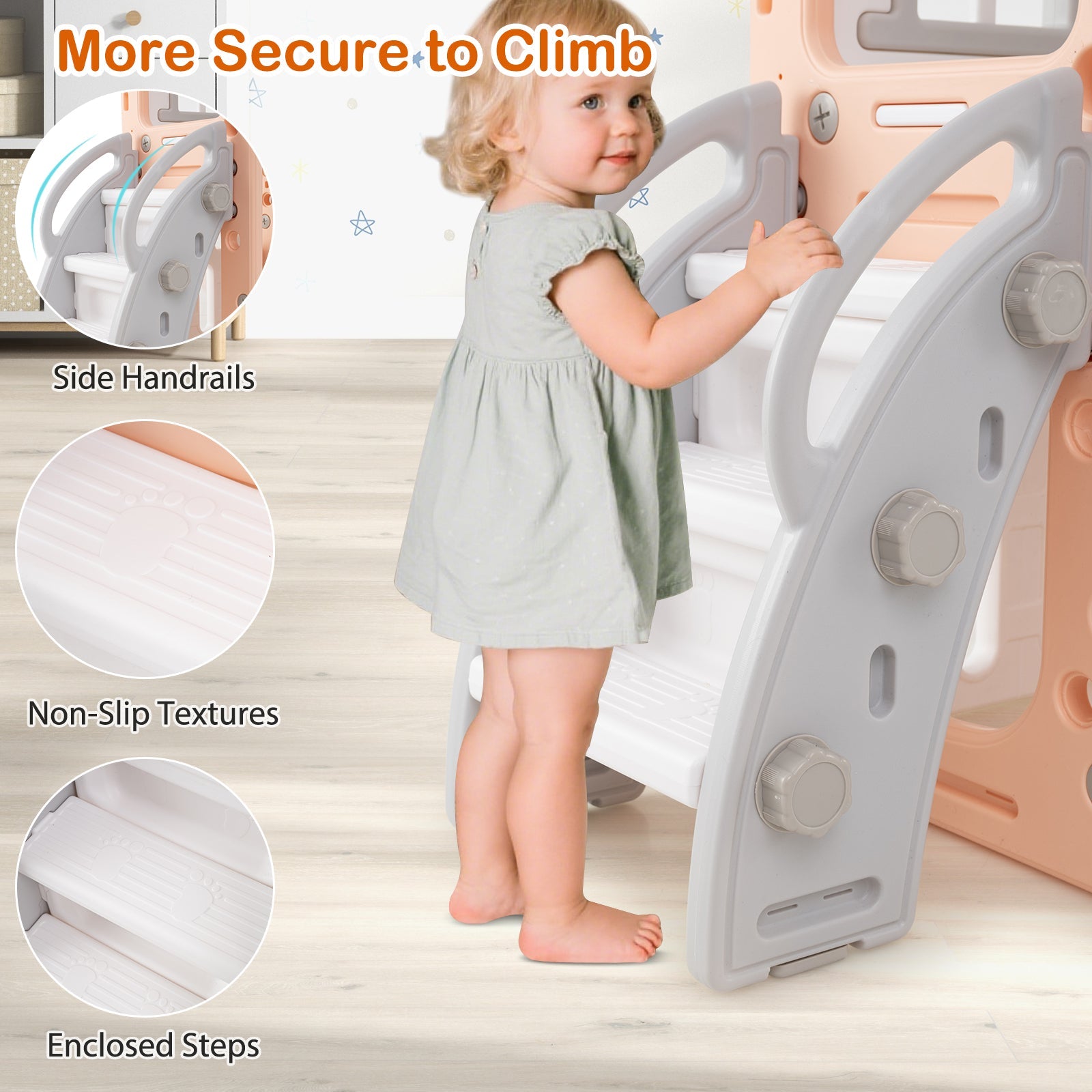 10-in-1 Toddler Swing and Slide Set Climber Playset with Basketball Hoop