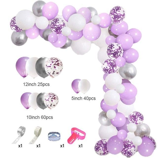 129Pcs Purple And Gold Balloons For Happy Birthday Foil Balloons Banner Circle Dots Garland Birthday Party Decorations Birtdhay Ballons Decoration
