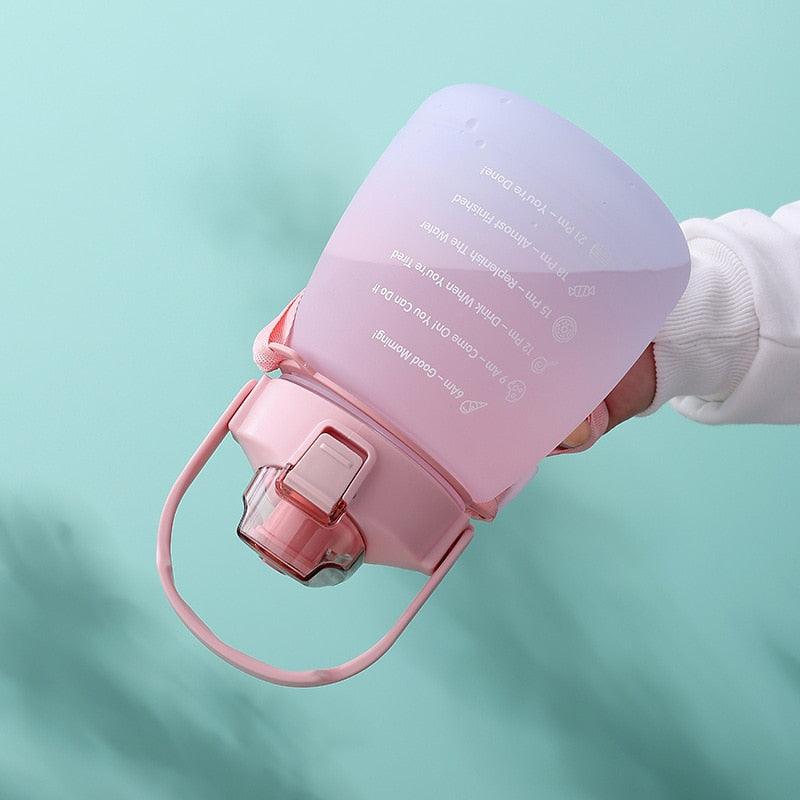 1300ml Water Bottle with Straw for Girls Plastic Cute Water Cup Female Children Summer Outdoor Sports Portable Drinkware  Gradient Color Cup Water Cup Outdoor Portable Water Bottle With Strap Large Capacity Straw Cup