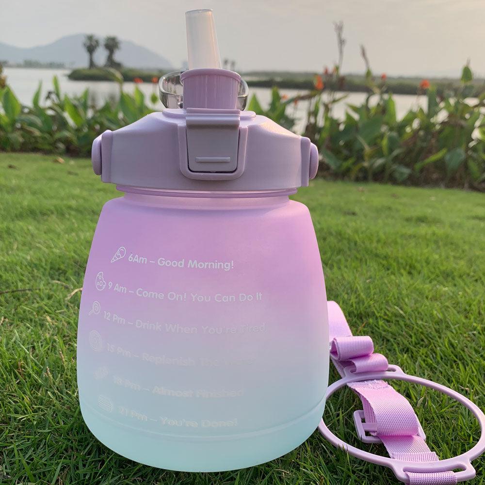1300ml Water Bottle with Straw for Girls Plastic Cute Water Cup Female Children Summer Outdoor Sports Portable Drinkware  Gradient Color Cup Water Cup Outdoor Portable Water Bottle With Strap Large Capacity Straw Cup