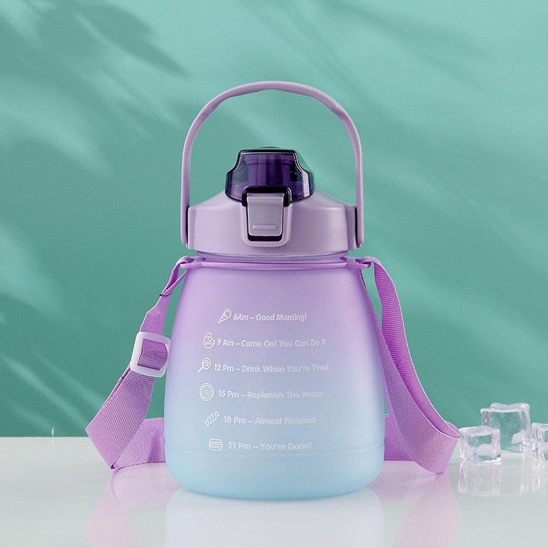 1300ml Water Bottle with Straw for Girls Plastic Cute Water Cup Female Children Summer Outdoor Sports Portable Drinkware  Gradient Color Cup Water Cup Outdoor Portable Water Bottle With Strap Large Capacity Straw Cup