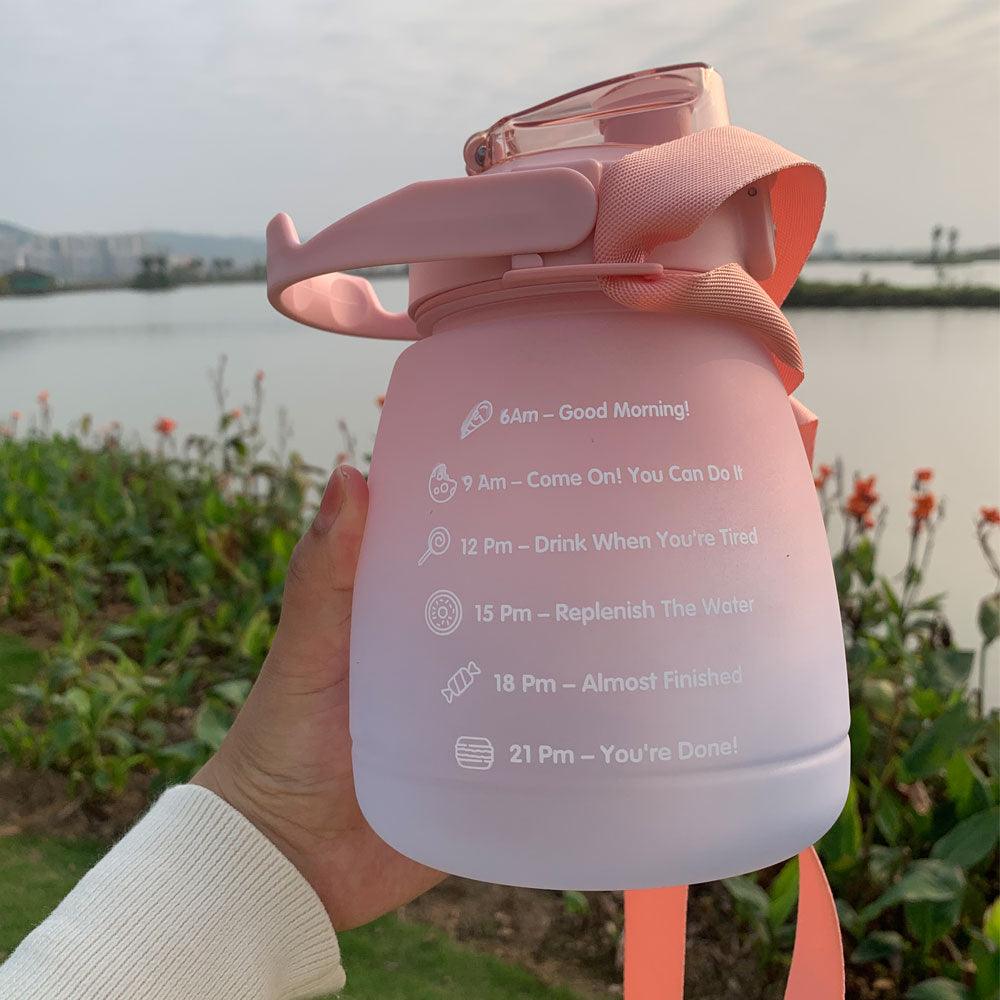 1300ml Water Bottle with Straw for Girls Plastic Cute Water Cup Female Children Summer Outdoor Sports Portable Drinkware  Gradient Color Cup Water Cup Outdoor Portable Water Bottle With Strap Large Capacity Straw Cup