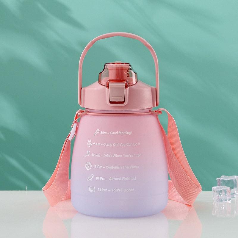 1300ml Water Bottle with Straw for Girls Plastic Cute Water Cup Female Children Summer Outdoor Sports Portable Drinkware  Gradient Color Cup Water Cup Outdoor Portable Water Bottle With Strap Large Capacity Straw Cup