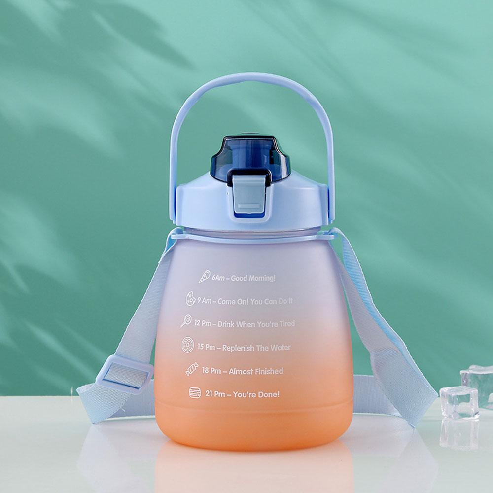1300ml Water Bottle with Straw for Girls Plastic Cute Water Cup Female Children Summer Outdoor Sports Portable Drinkware  Gradient Color Cup Water Cup Outdoor Portable Water Bottle With Strap Large Capacity Straw Cup
