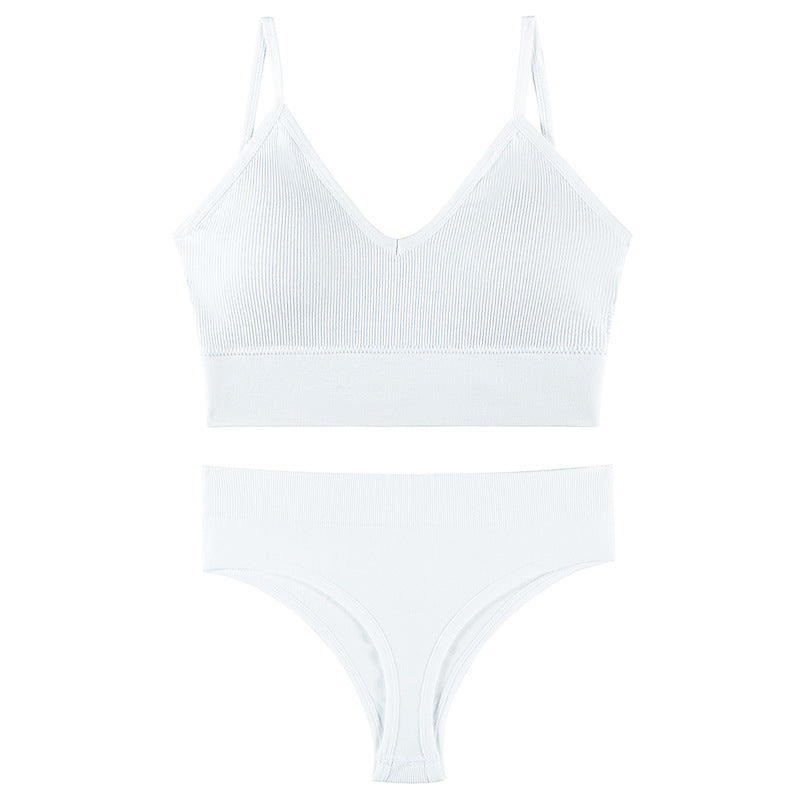 Women Seamless Bra Top Fitness Swimwear Push Up Exercise Bikini For Women 2 Pieces Ribbed Seamless Yoga Bikini Sets Sports Bra And Underwear Set 2 Piece High Waist Summer Bikini