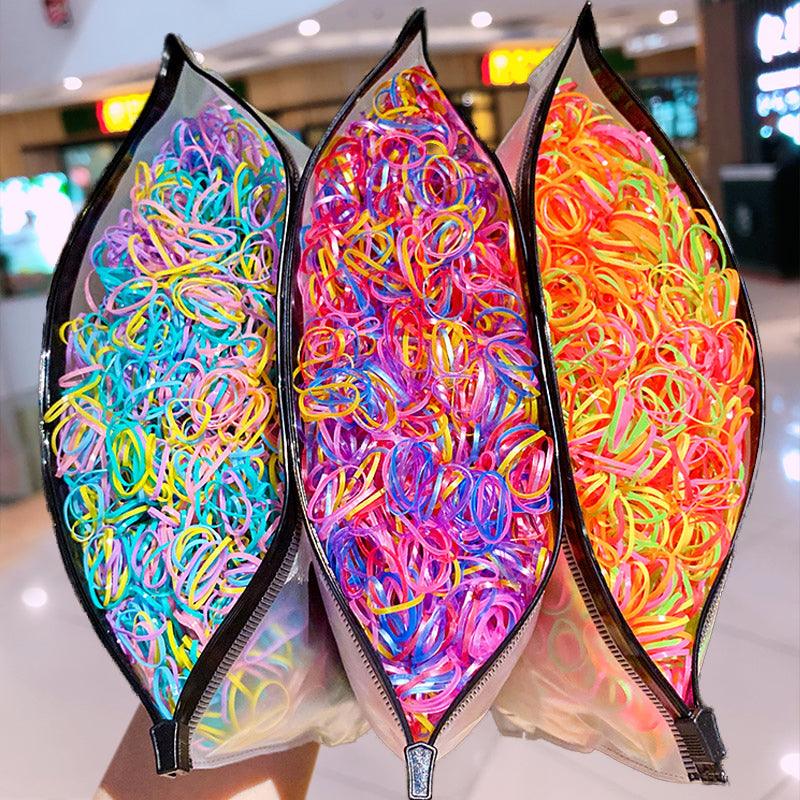 1500Pcs/Bag Girls Colorful Small Disposable Rubber Bands Children Elastic Hair Bands Ponytail Holder Scrunchie Ponytail Holder Accessories for Women Girls