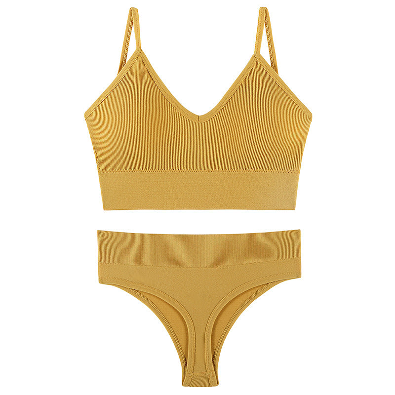 Women Seamless Bra Top Fitness Swimwear Push Up Exercise Bikini For Women 2 Pieces Ribbed Seamless Yoga Bikini Sets Sports Bra And Underwear Set 2 Piece High Waist Summer Bikini