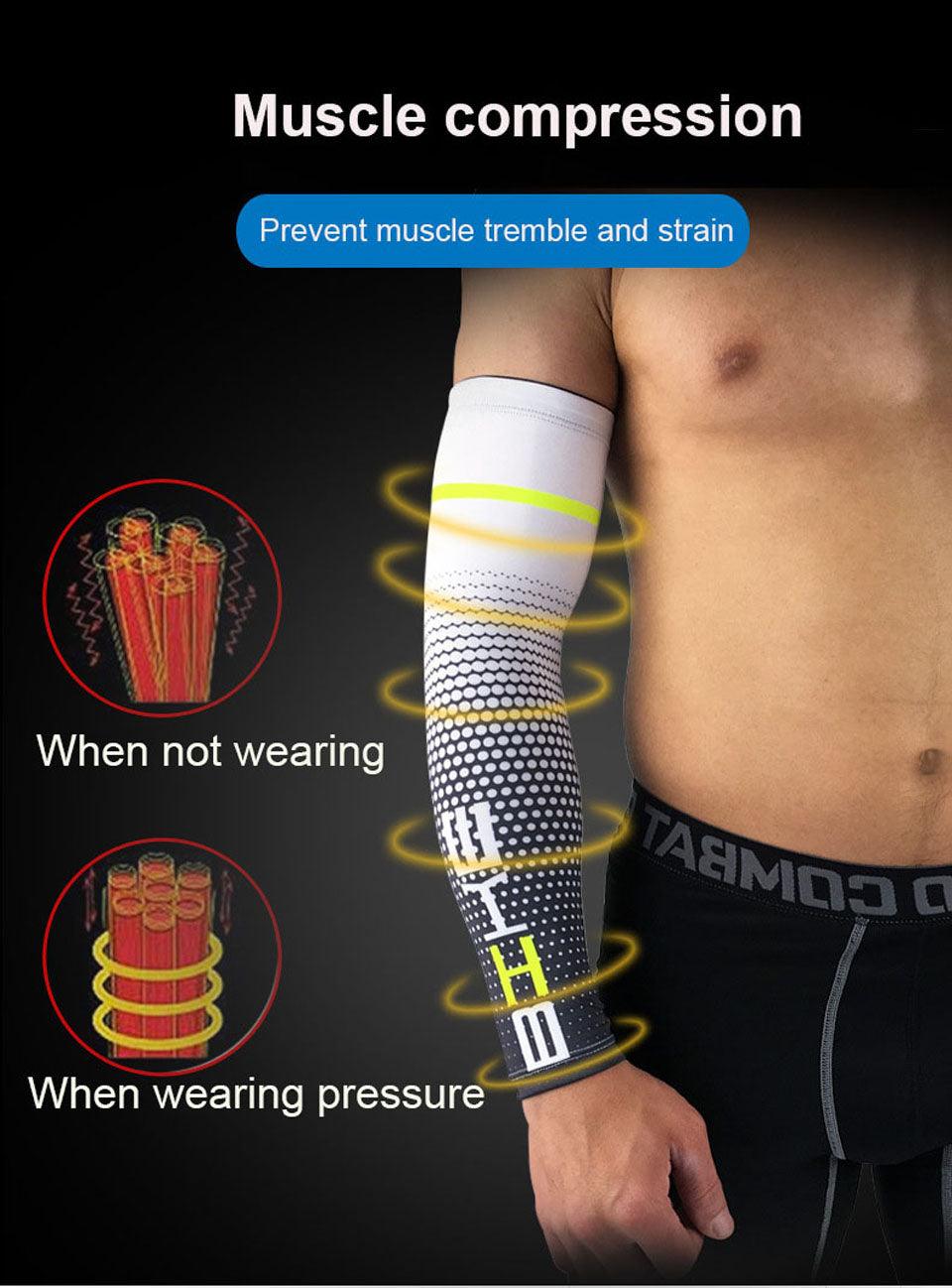 1Pair Cool Men Cycling Running UV Sun Protection Arm Cover Protective Arm Sleeve Bike Sport Arm Warmers Arm Sleeves Hand Sleeves For Biking Cycling Golf Outdoor Sports Outdoor Arm Sleeves Arm Cover For Men