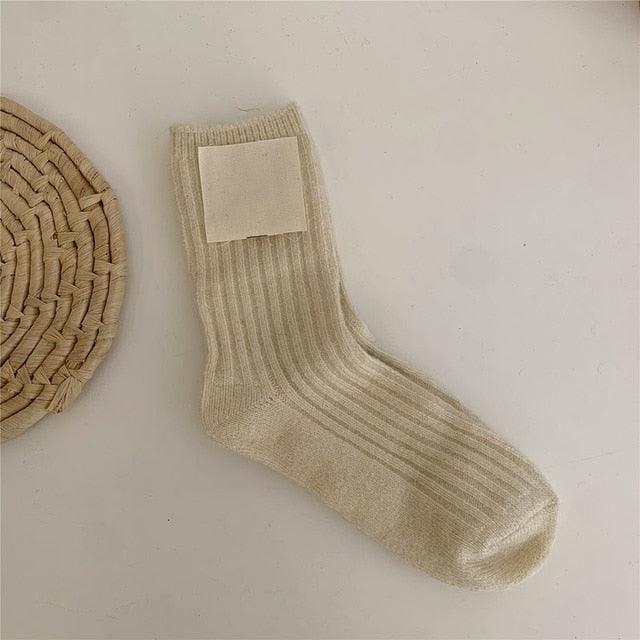 1Pair Ladies Pile Socks for Autumn Winter Pure Cotton Socks Solid Color Keep Warm Women Socks Mid Tube Socks Thickening Cashmere Socks For Men And Women