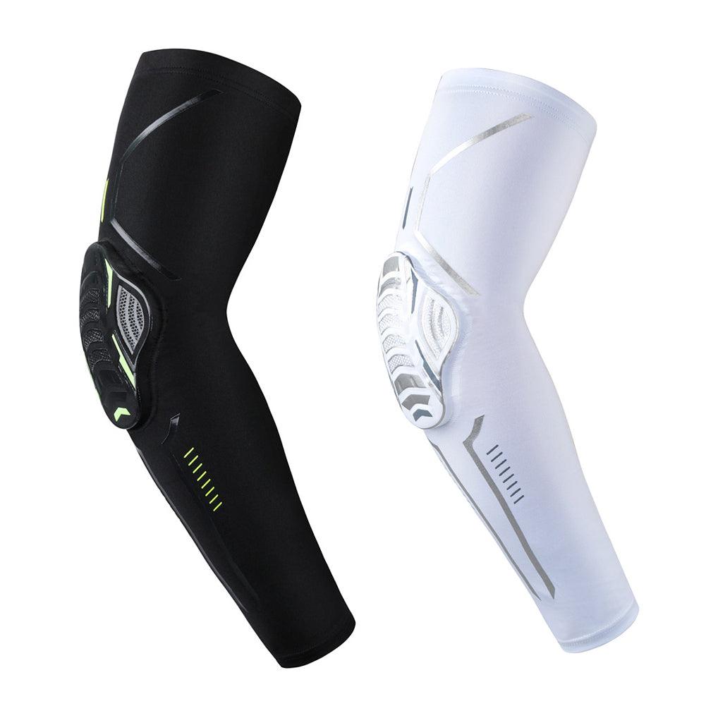 1PC Sport Black Arm Guard Compression Sleeves Sports Fitness Elastic Elbow Protective Pad Outdoor Basketball Football Sleeves For UV Summer Sun Protection Men Athletic Arm Cover