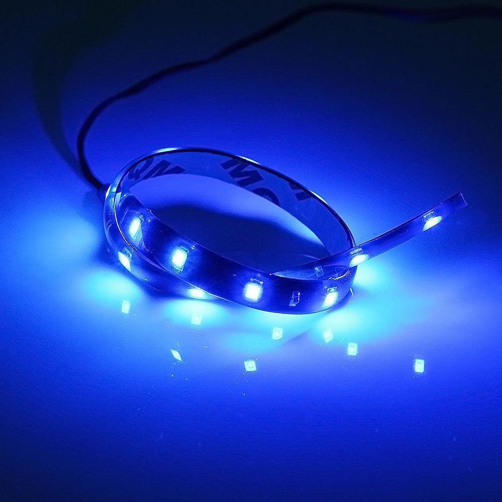 2 Pcs LED Strip Light Kit Blue Auto Interior Car Styling Lights LED Strip Waterproof Flexible Motorcycle Bicycle Decorative Lamps Waterproof LED Strip light For Car Interior  & Exterior Decoration