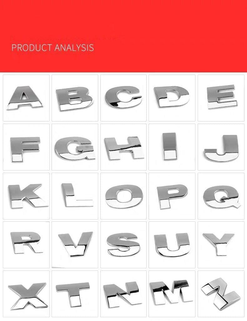 3D Car Stickers Metal Alphabet Car Letters Numbers Decal Sticker, Metal Emblem Decal Logo Trim Badge Silver Black Badge Chrome Letters Numbers Logo Car Stickers Automobiles Plastic Car Letters Number Sticker 3D Emblem Accessories Stickers