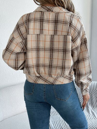 Classic Plaid Button Up Long Sleeve Jacket Women Cozy Trendy Everyday Wear Simple Jacket