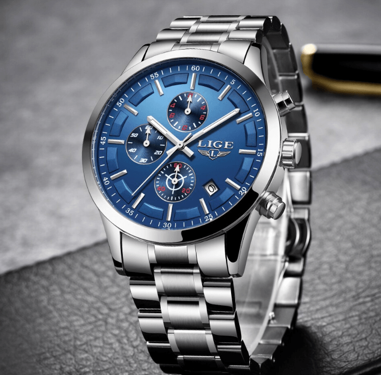 Men's Waterproof  Watch With Chronometers And Date Display Unique Design Perfect Gift