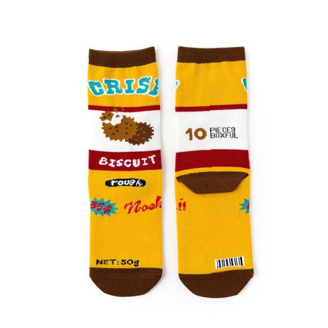 Women's Colorful Cotton Socks Fruits Banana Avocado Lemon Egg Cookie Donuts Food Happy Color Socks