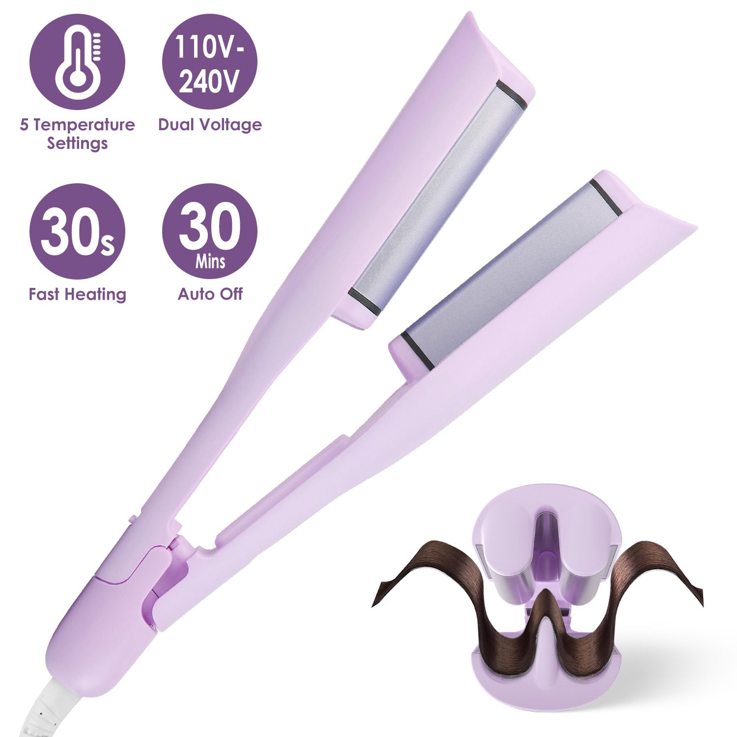 Ceramic Hair Waver Iron – 1.41" Barrel, 5 Temps