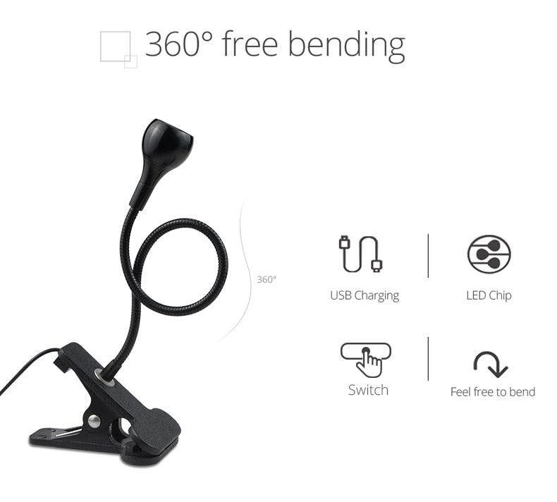 5V USB power LED Desk lamp Flexible study Reading Book lights Eye Protect Table lamp With Clip For Home Decorative Table Lamp Cute Study Lamps for Bedroom Décor