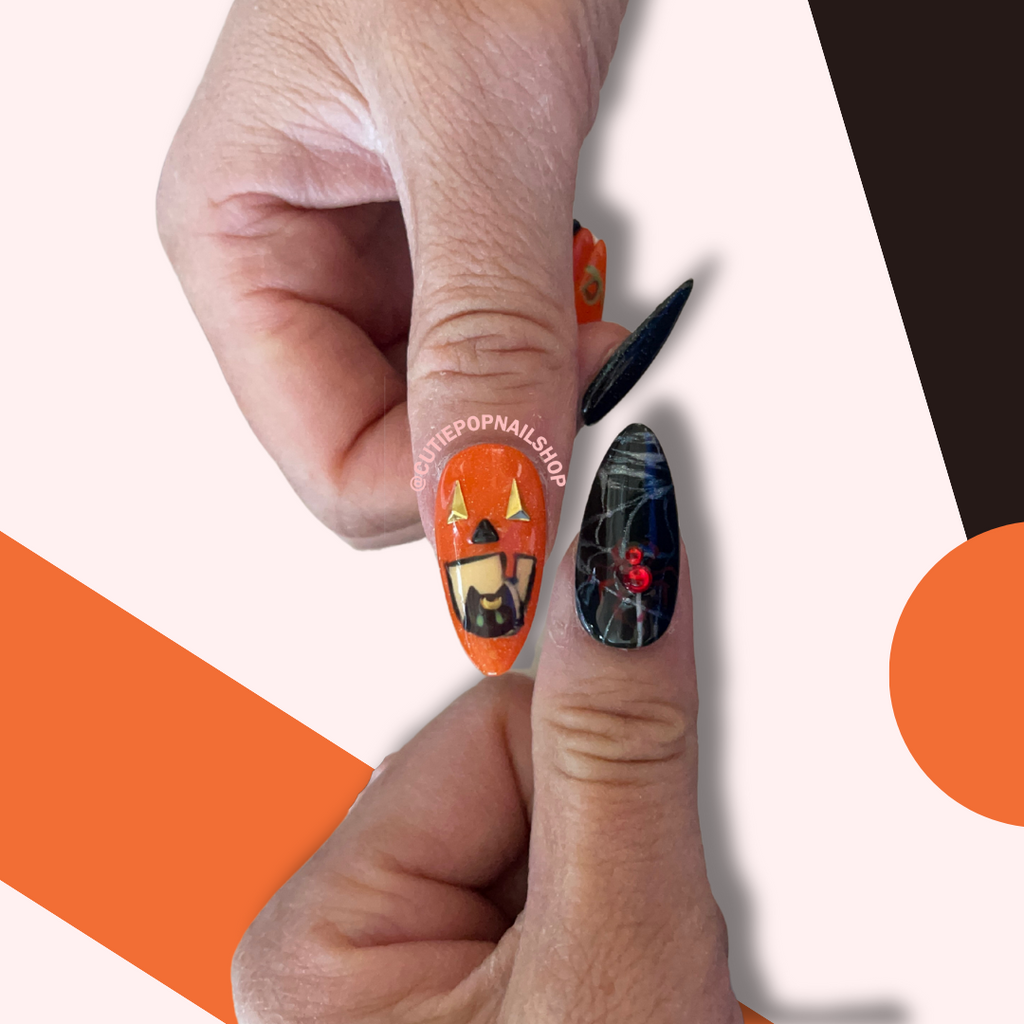 Press-On Nails – Pumpkin Cat (Small)