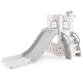 6-in-1 Toddler Slide L-shaped Playground with Basketball Hoop and Ladder