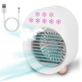 4 In 1 Portable Mini Desktop Air Conditioner Fan Water Mist Cooling Fan USB Rechargeable Humidifier Fan Evaporative Air Cooler 3 Wind Modes Colorful L