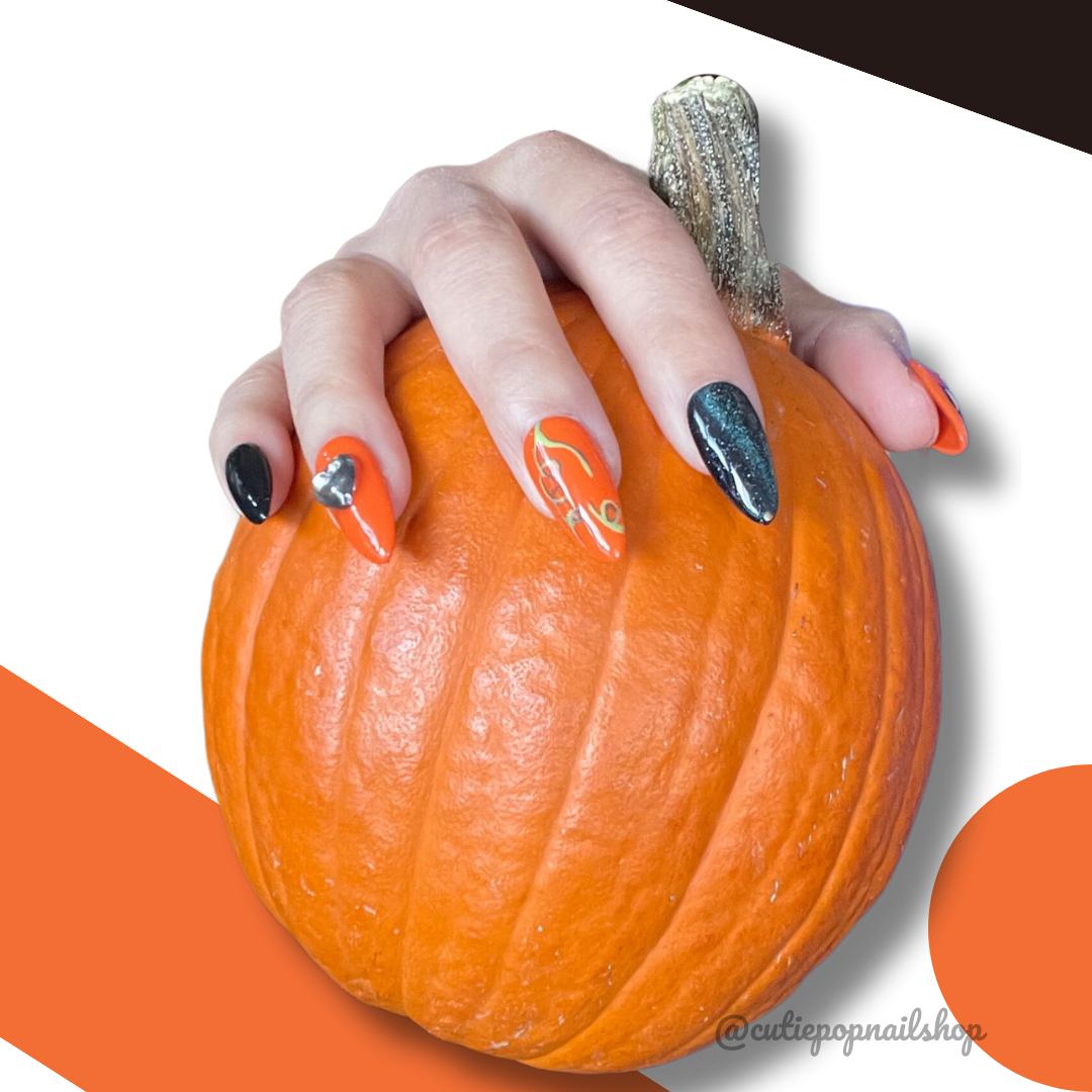 Press-On Nails – Pumpkin Cat (Small)