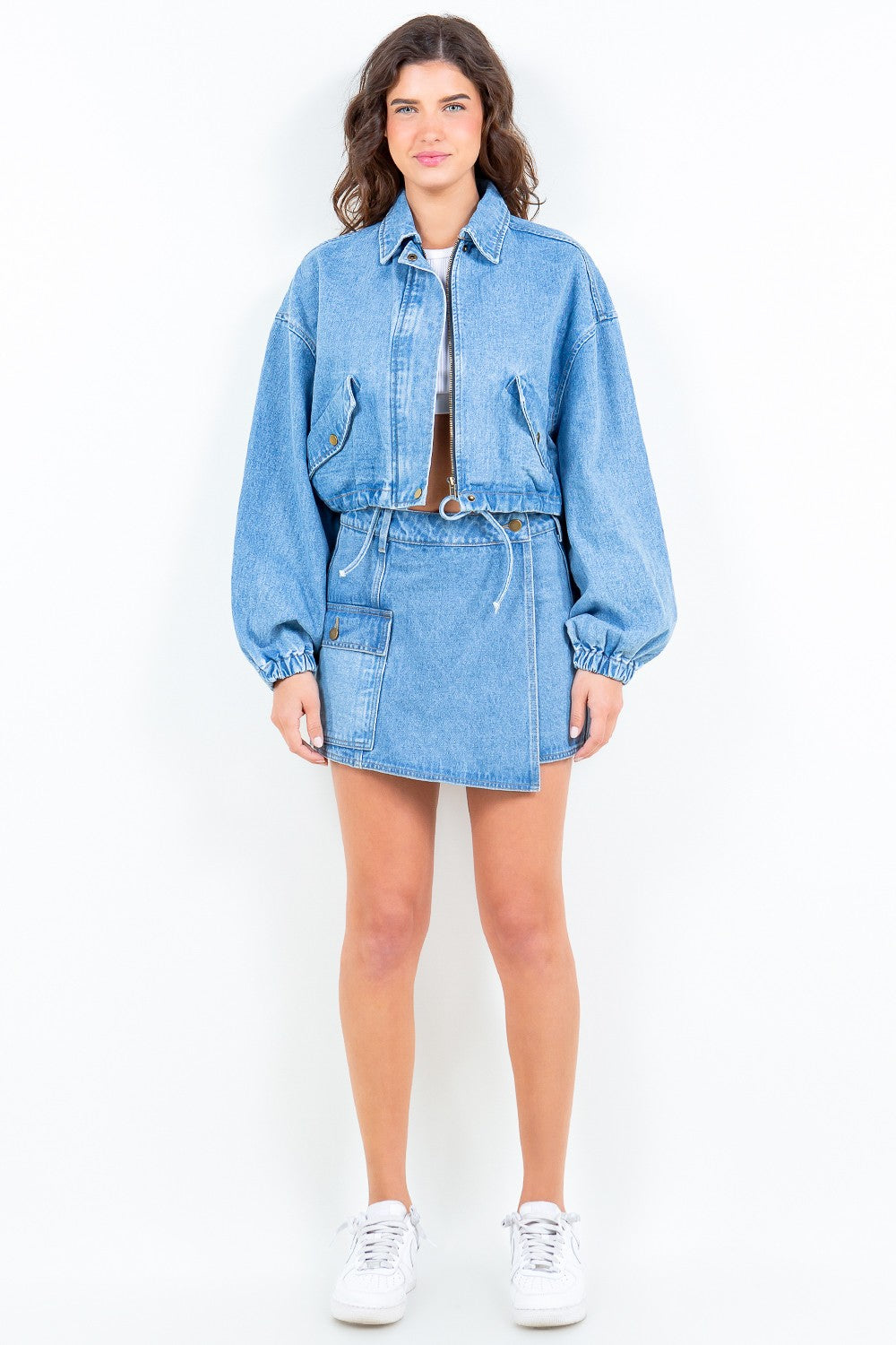 American Bazi Drawstring Waist Crop Girls Texas Jacket For Women Stylish and Adjustable Trucker Jacket