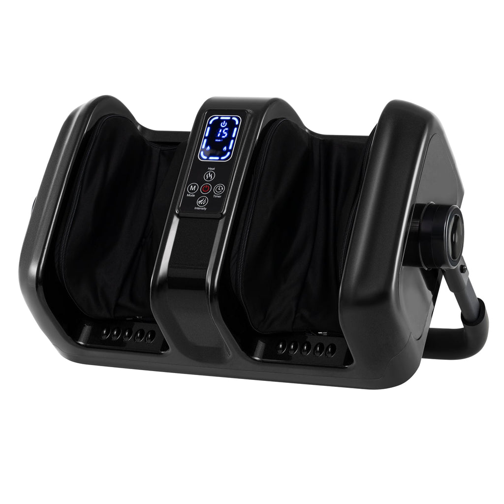 Foot and Calf Massager with Heat Shiatsu Deep Kneading Rolling Smart Electric Leg Massager-Black