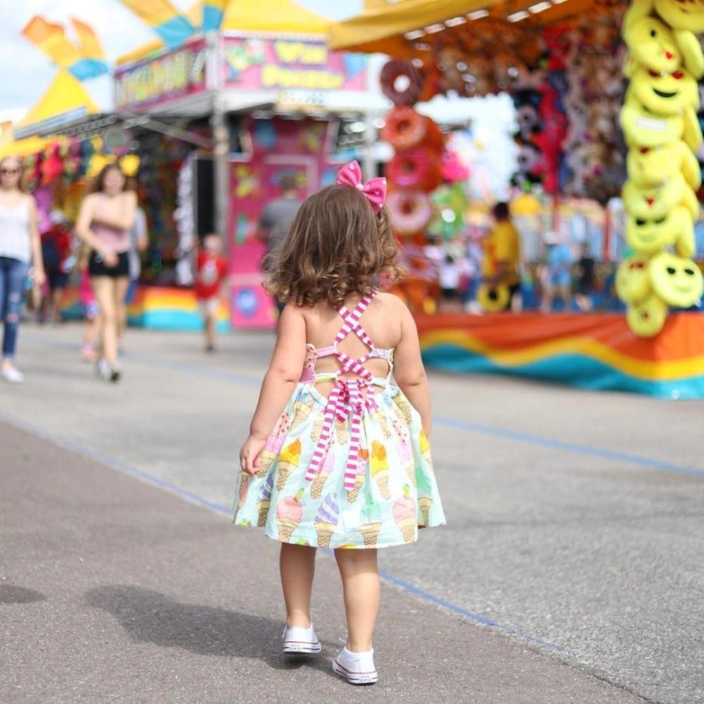 Baby Girls Ice Cream Print Halter Tutu Dress – Summer Sundress