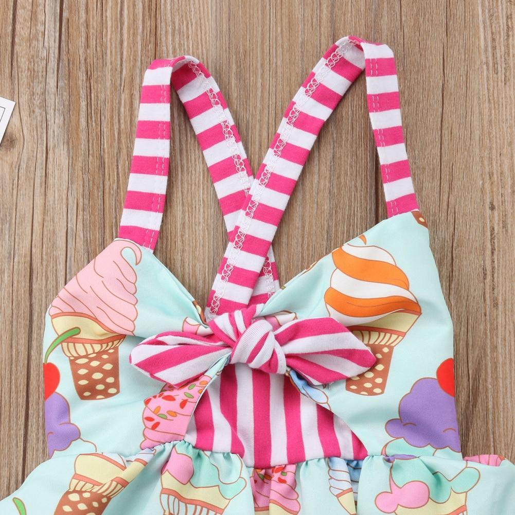 Baby Girls Ice Cream Print Halter Tutu Dress – Summer Sundress