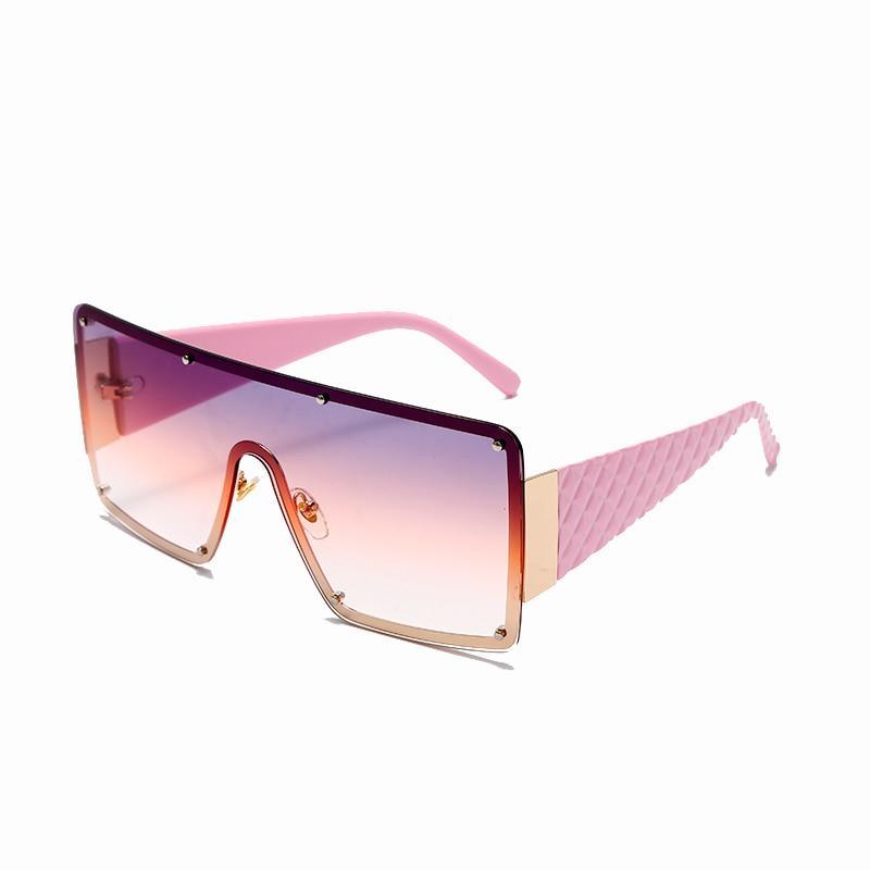 New Square Sunglasses  For Women Fashion Oversized Metal Frame Vintage Glasses Retro Gradient Colors Glass With UV400 Protection