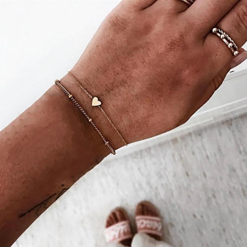 Luxury Modern Jewelry Women Set Bohemian Beads Chain Bracelets Bangles for Women Fashion Vintage Heart Compass Gold Color Chain Bracelets Sets