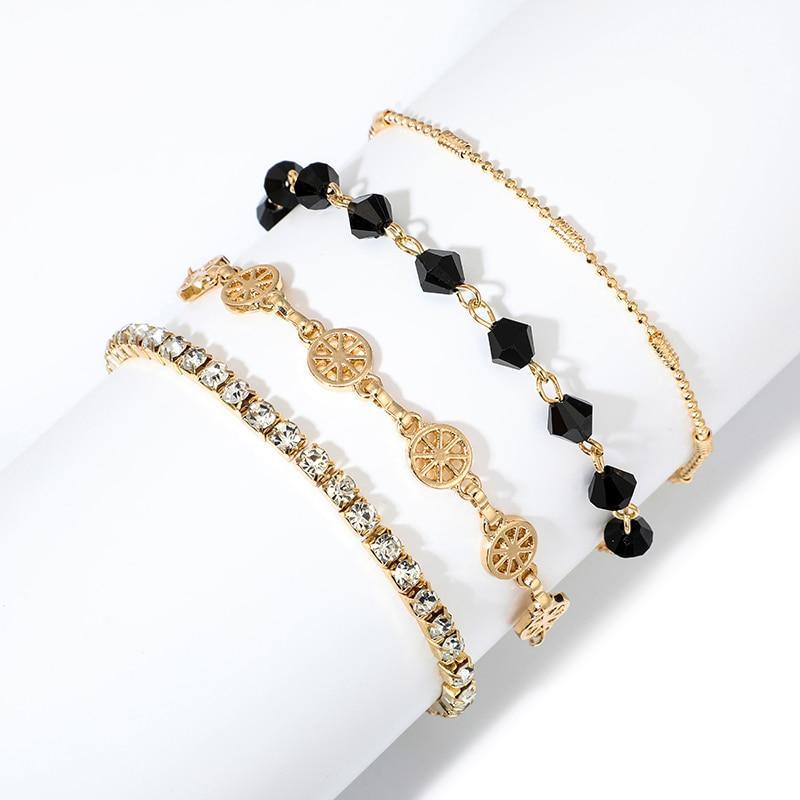 Luxury Modern Jewelry Women Set Bohemian Beads Chain Bracelets Bangles for Women Fashion Vintage Heart Compass Gold Color Chain Bracelets Sets