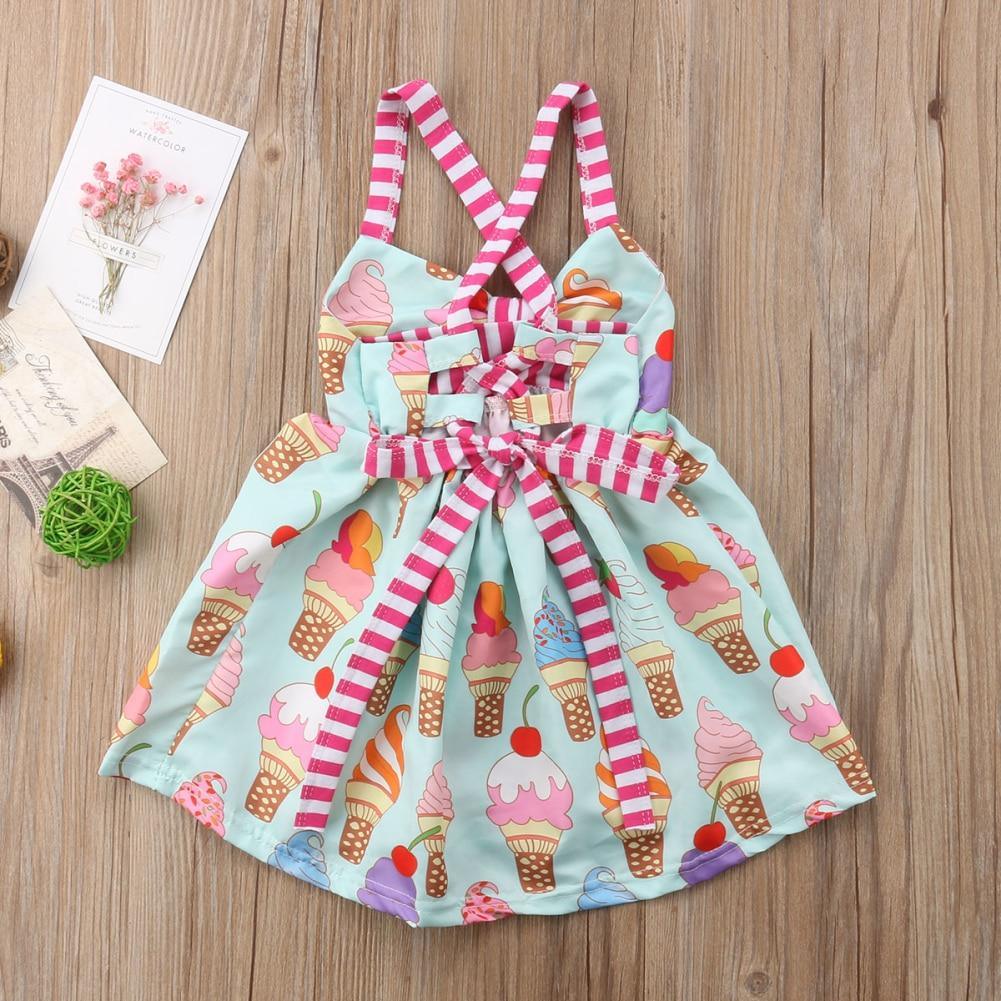 Baby Girls Ice Cream Print Halter Tutu Dress – Summer Sundress
