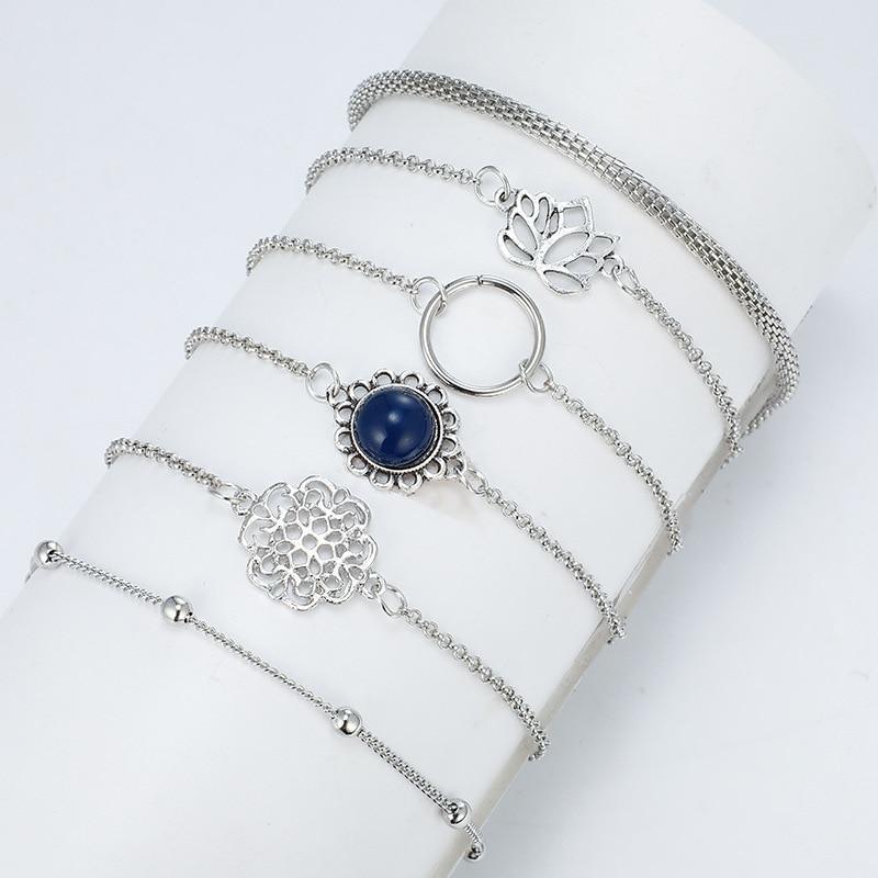 Luxury Modern Jewelry Women Set Bohemian Beads Chain Bracelets Bangles for Women Fashion Vintage Heart Compass Gold Color Chain Bracelets Sets