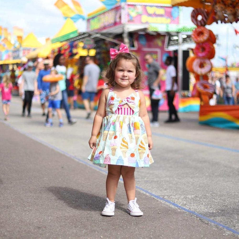 Baby Girls Ice Cream Print Halter Tutu Dress – Summer Sundress