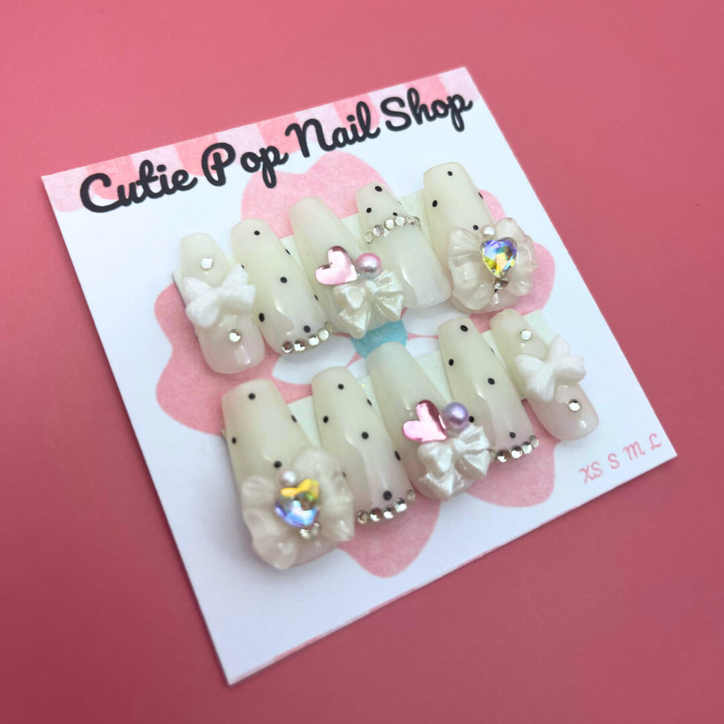Press-On Nails – Polka Dot Pink
