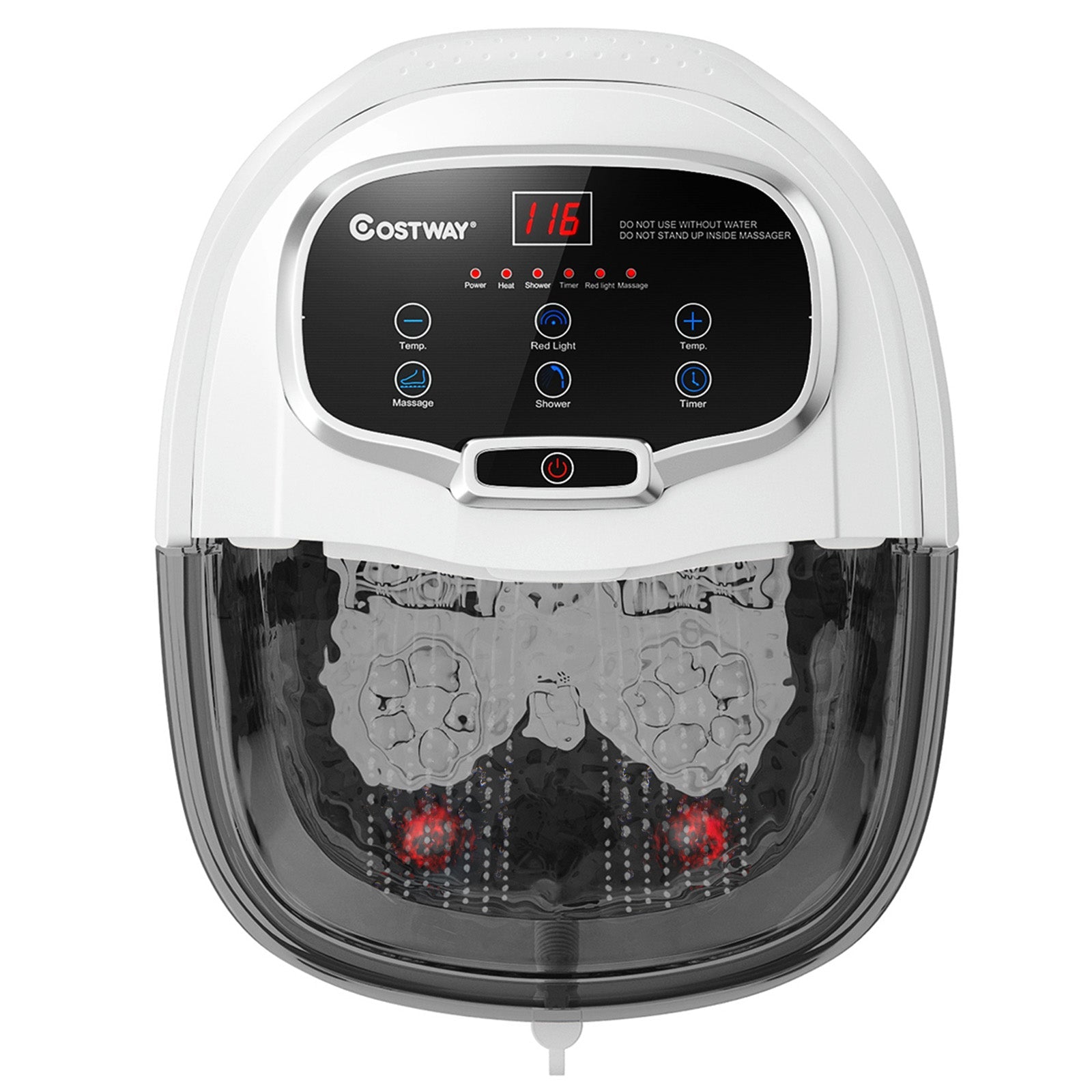 Portable All-In-One Heated Foot Spa Bath Motorized Massager-Black