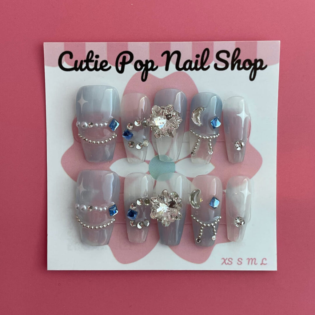 Press-On Nails – Star Gem (Blue)