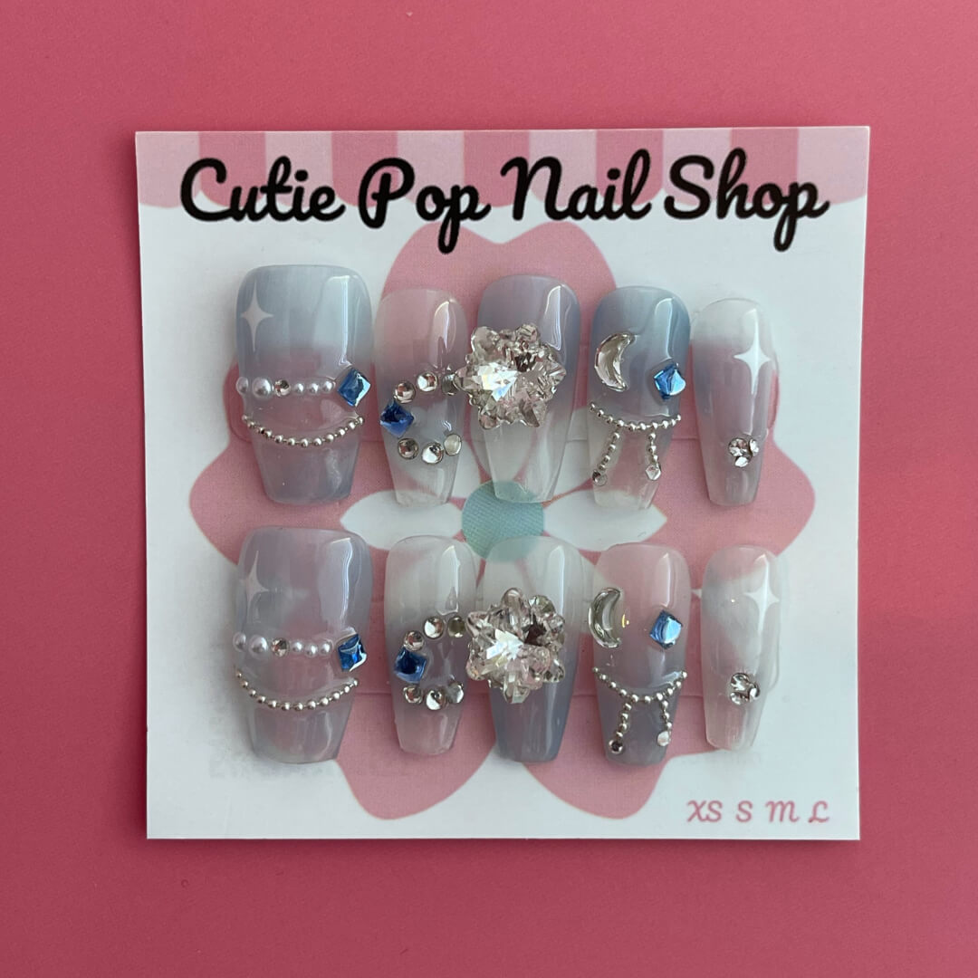 Press-On Nails – Star Gem (Blue)