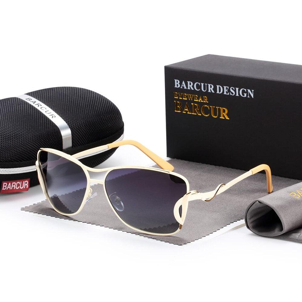 Retro Vintage BARCUR Polarized Sunglasses For Women Gradient Lens Oversized Square Sun Glasses Women Luxury  Eyewear Big Frame Sunglasses for Girl