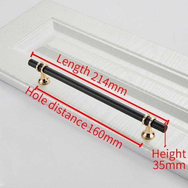 Aluminum Alloy Black Gold Door Handle Wardrobe Kitchen Cabinet Drawer Solid Handle Furniture Handle European Modern Hardware Modern Furniture Cupboard Door Drawer Handles