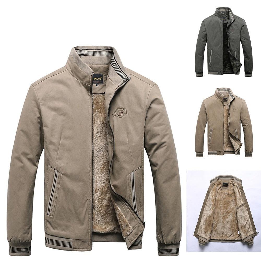 Autumn Men Jackets Cotton Casual Solid Fashion Vintage Weatherproof Soft Jackets For Men Men’s Water Resistant Windbreaker Jacket  Warm Coats Winter Jacket Men Solid Color Jacket With Pockets