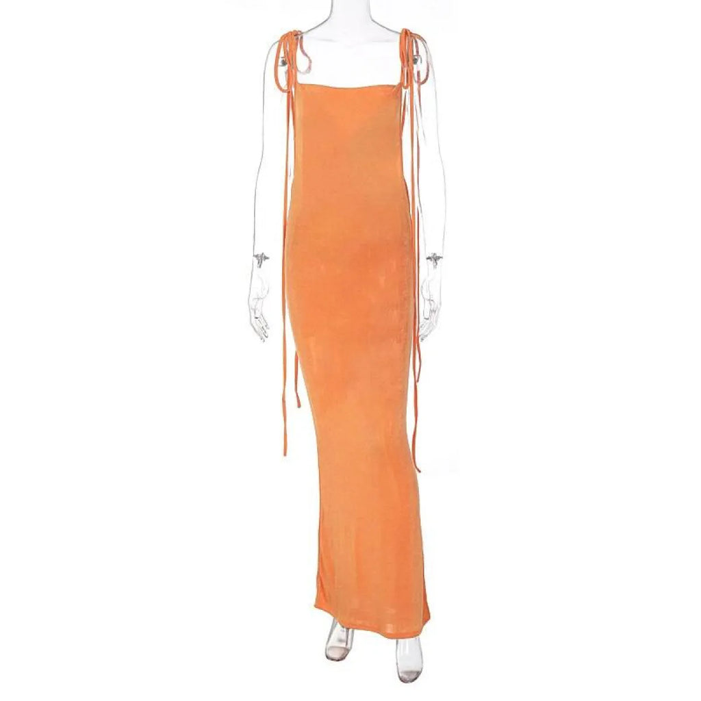 Lace Up Backless Dress