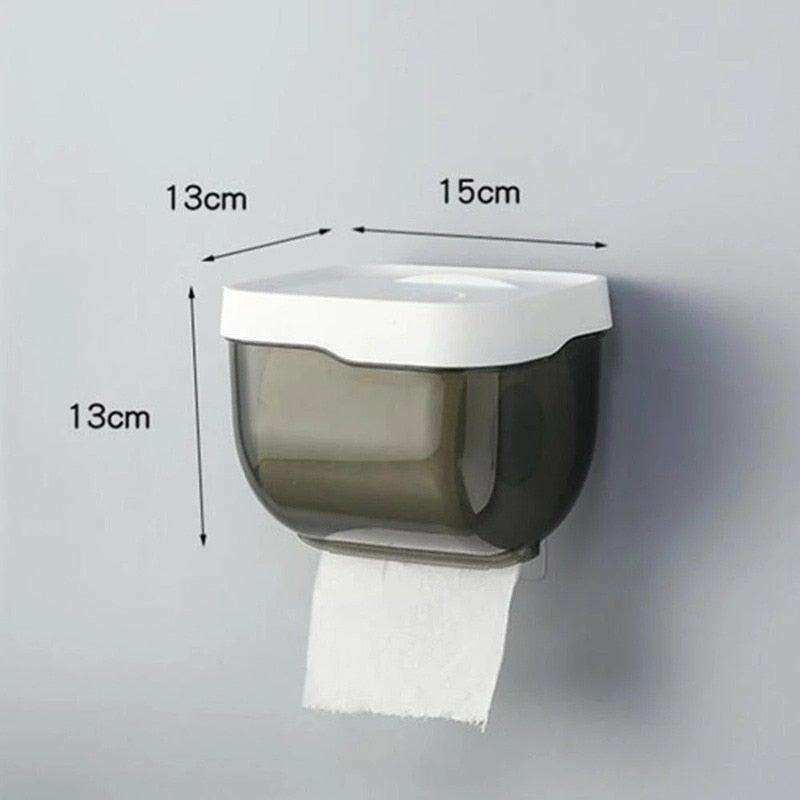 Bathroom Toilet Paper Holder Punch-free Waterproof Storage Box Toilet Paper Storage Rack Paper Towel Kitchen Storage Accessories Waterproof Toilet Paper Holder Wall Mounted Punch Free Paper Dispenser Transparent Storage Box Bathroom Kitchen Supply