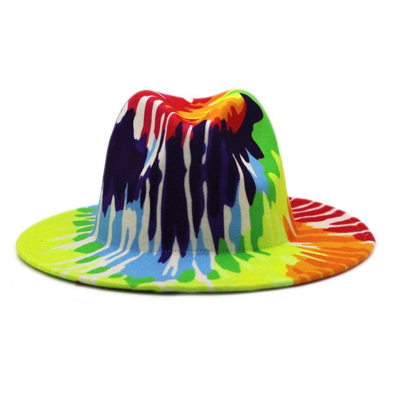 Beautiful Two Tone Luxury Fedora Hat Men's and Women's Hat Unique Retro Design Men's Fedoras Hat Colorful Fedoras Jazz Cap Elegant Soft Hat Wide Brim Party Hats 56-58CM