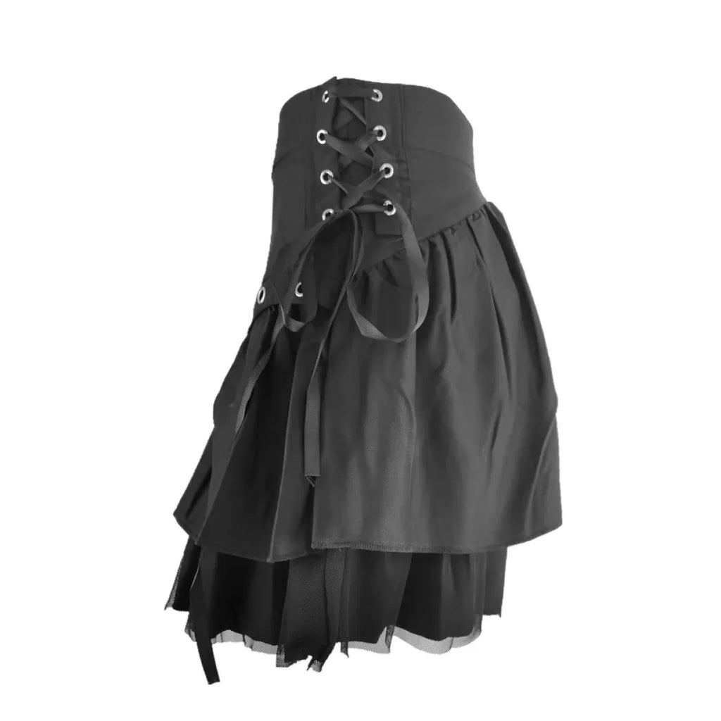 Black Retro Kawaii Skirt – Sweet Korean Streetwear Mini Skirt