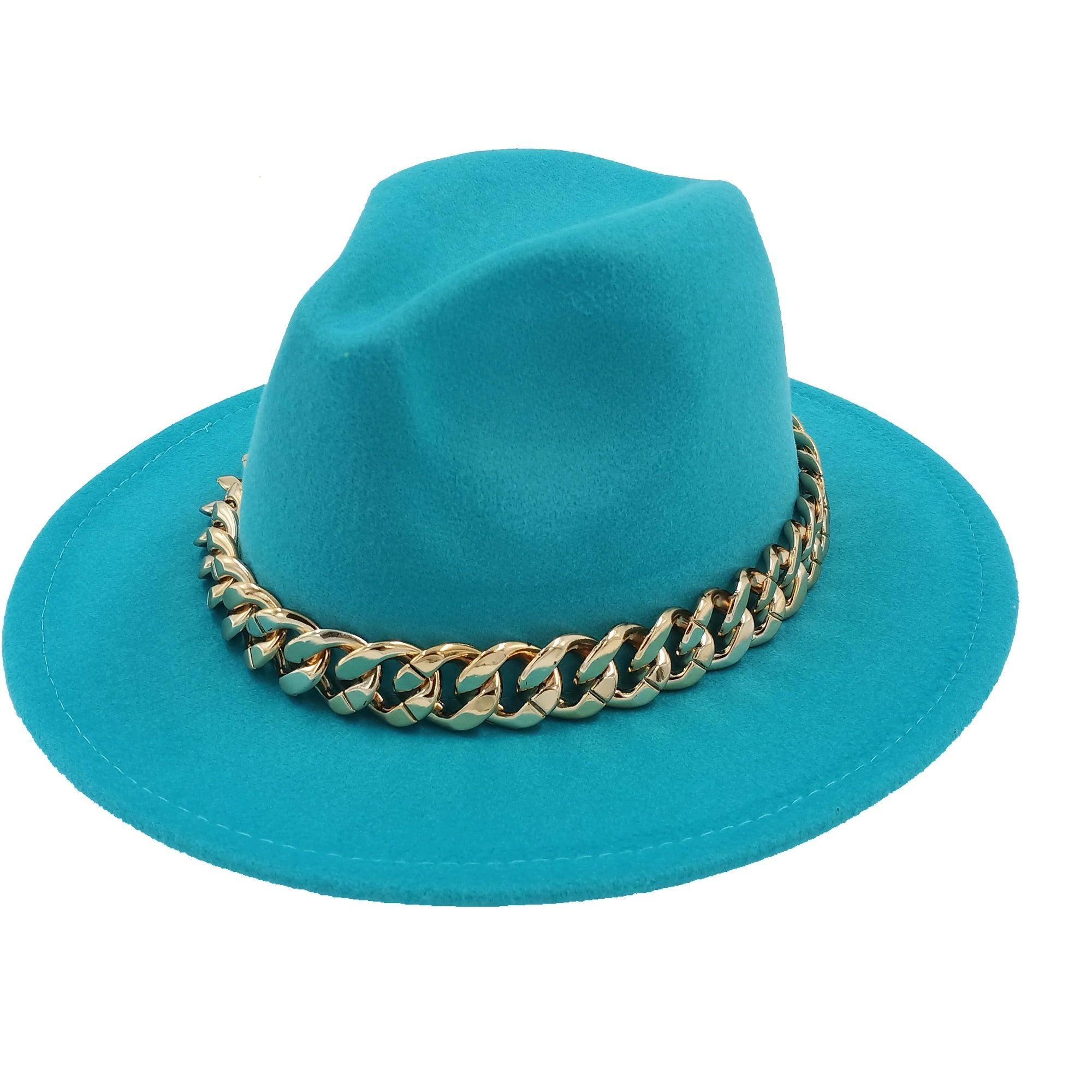 Blue White Men Fedora Unisex Solid Color Fedora Hat Fashion Solid Color Hat Bright Color Wide Brim Autumn Winter Retro Hat Two Tone Dress Hat 56-58CM